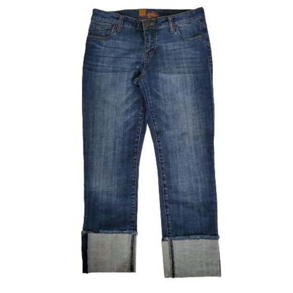 KUT From The Kloth Women's Mid Rise Straight Leg Cuff Cropped Denim Jeans Size 4 - Picture 3 of 14